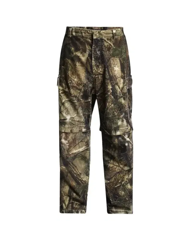 Men's Camouflage Flocked Cotton Relaxed-Fit Cargo Pants