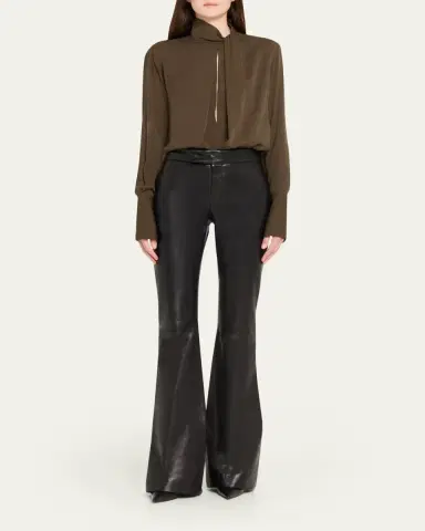 TOM FORD Twisted-Neck Silk Long-Sleeve Shirt | Thumbnail 2