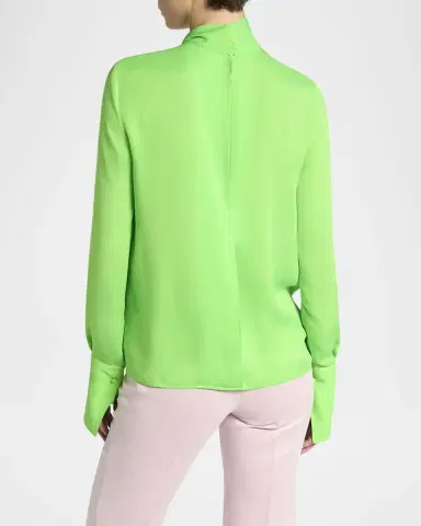 TOM FORD Twisted-Neck Silk Long-Sleeve Shirt | Thumbnail 11