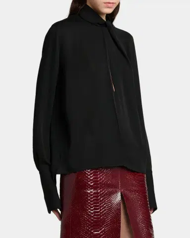 TOM FORD Twisted-Neck Silk Long-Sleeve Shirt | Thumbnail 20