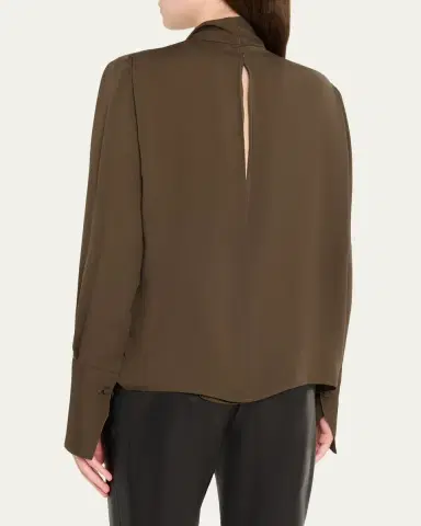 TOM FORD Twisted-Neck Silk Long-Sleeve Shirt | Thumbnail 3