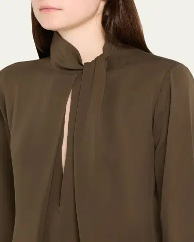 TOM FORD Twisted-Neck Silk Long-Sleeve Shirt | Thumbnail 5