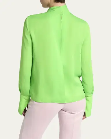 TOM FORD Twisted-Neck Silk Long-Sleeve Shirt | Thumbnail 7