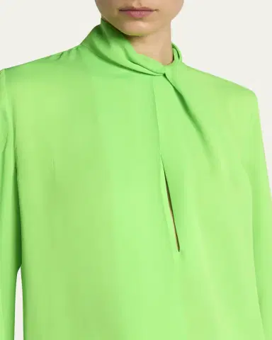 TOM FORD Twisted-Neck Silk Long-Sleeve Shirt | Thumbnail 9