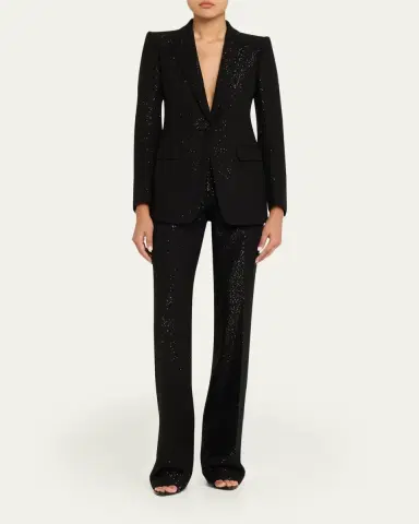 Tom Ford Sequined Crepe Straight-Leg Pants | Thumbnail 2 Tom Ford Sequined Crepe Straight-Leg Pants | Thumbnail 2