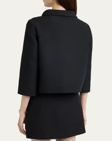 Valentino Garavani V-Logo Wool-Silk Single-Breasted Jacket | Thumbnail 3