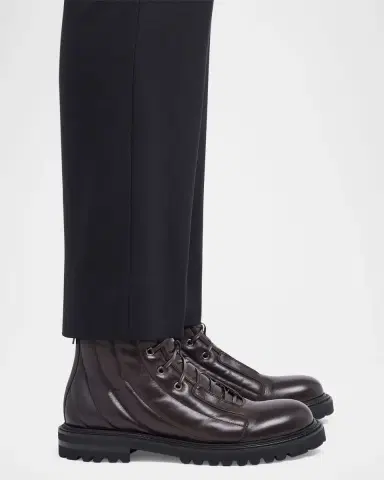 Giorgio Armani Men's Quilted Leather Lace-Up Boots | Thumbnail 3
