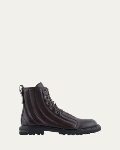 Giorgio Armani Men's Quilted Leather Lace-Up Boots | Thumbnail 6