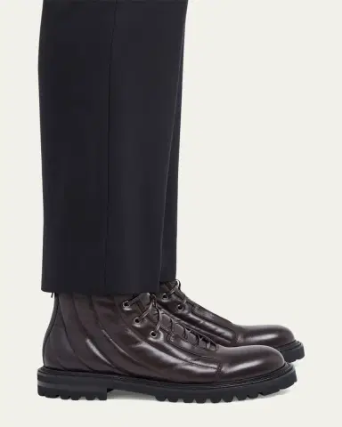 Giorgio Armani Men's Quilted Leather Lace-Up Boots | Thumbnail 7