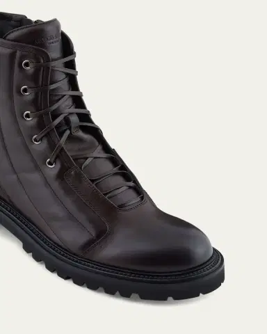 Giorgio Armani Men's Quilted Leather Lace-Up Boots | Thumbnail 9
