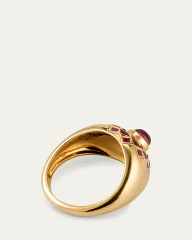 Orly Marcel 18K Yellow Gold Temple Mandala Dome Ring with Carnelian, Sapphires and Pink Tourmaline, Size | Thumbnail 2 Orly Marcel 18K Yellow Gold Temple Mandala Dome Ring with Carnelian, Sapphires and Pink Tourmaline, Size | Thumbnail 2