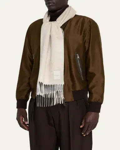 PIACENZA 1733 Men's Double-Faced Silk and Cashmere Scarf | Thumbnail 3