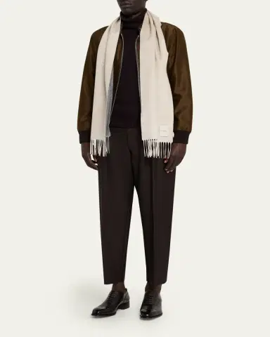 PIACENZA 1733 Men's Double-Faced Silk and Cashmere Scarf | Thumbnail 4