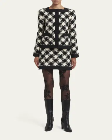 Valentino Garavani Buffalo Check Tweed Single-Breasted Jacket | Thumbnail 2 Valentino Garavani Buffalo Check Tweed Single-Breasted Jacket | Thumbnail 2