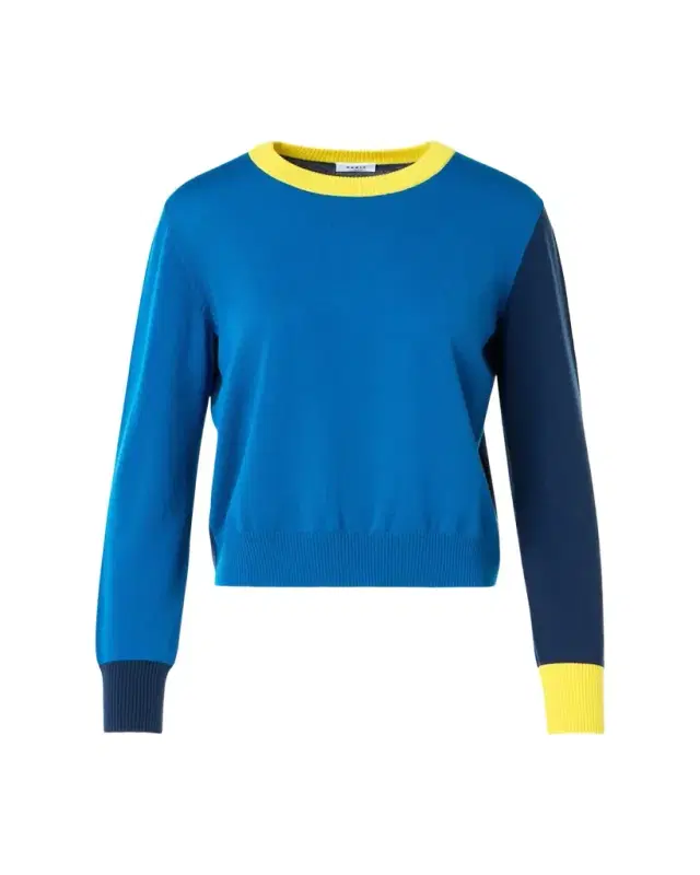 Colorblocked Wool Crewneck Sweater
