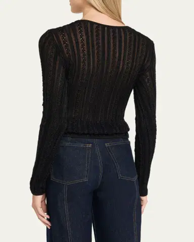 Ulla Johnson Ardith Long-Sleeve Lace Knit Top | Thumbnail 3