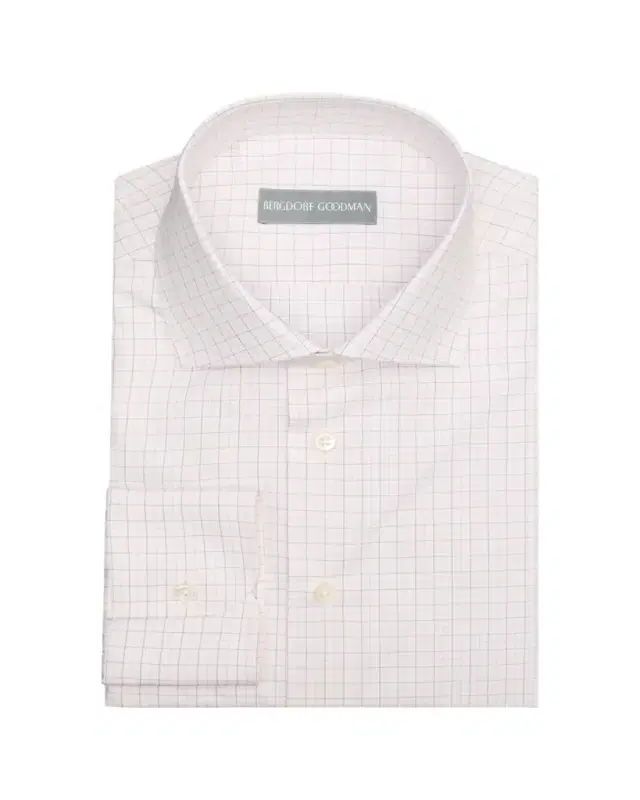 Bergdorf Goodman Men's Cotton Grid Check Spread Collar Dress Shirt