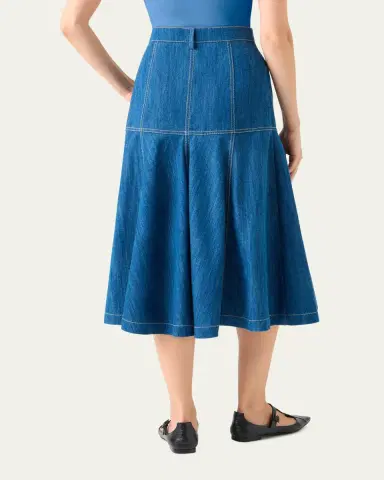Akris punto Paneled Denim Midi Skirt | Thumbnail 3 Akris punto Paneled Denim Midi Skirt | Thumbnail 3