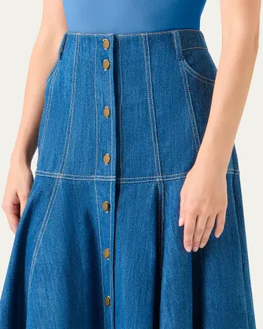 Akris punto Paneled Denim Midi Skirt | Thumbnail 5 Akris punto Paneled Denim Midi Skirt | Thumbnail 5