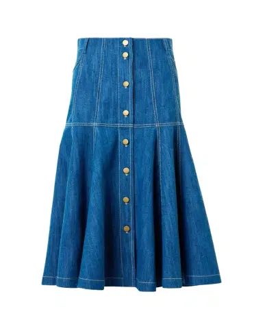 Akris punto Paneled Denim Midi Skirt | Thumbnail 1 Akris punto Paneled Denim Midi Skirt | Thumbnail 1