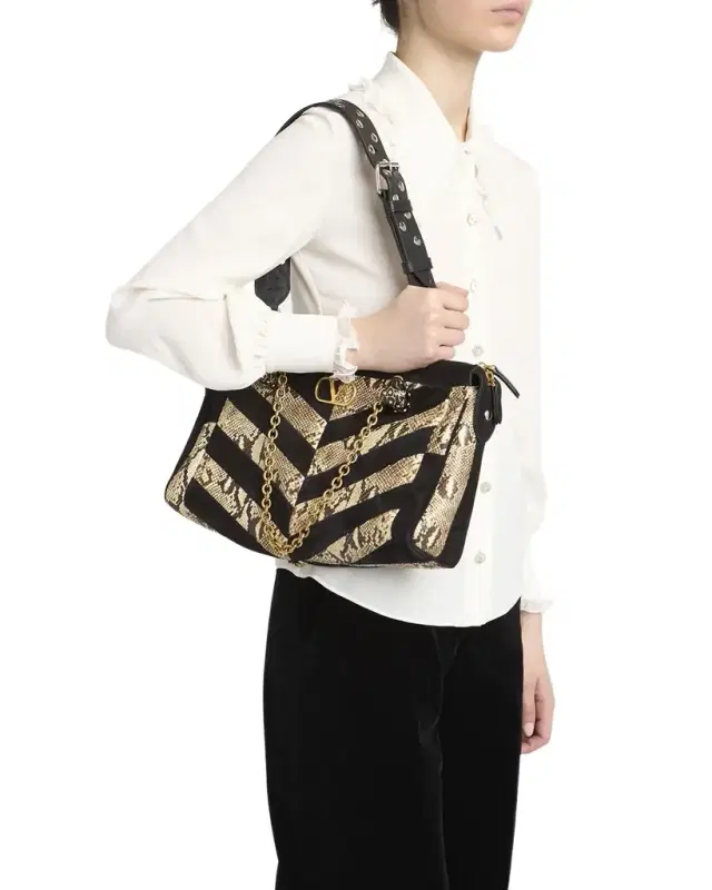 Panthea Medium Patchwork Chevron Shoulder Bag