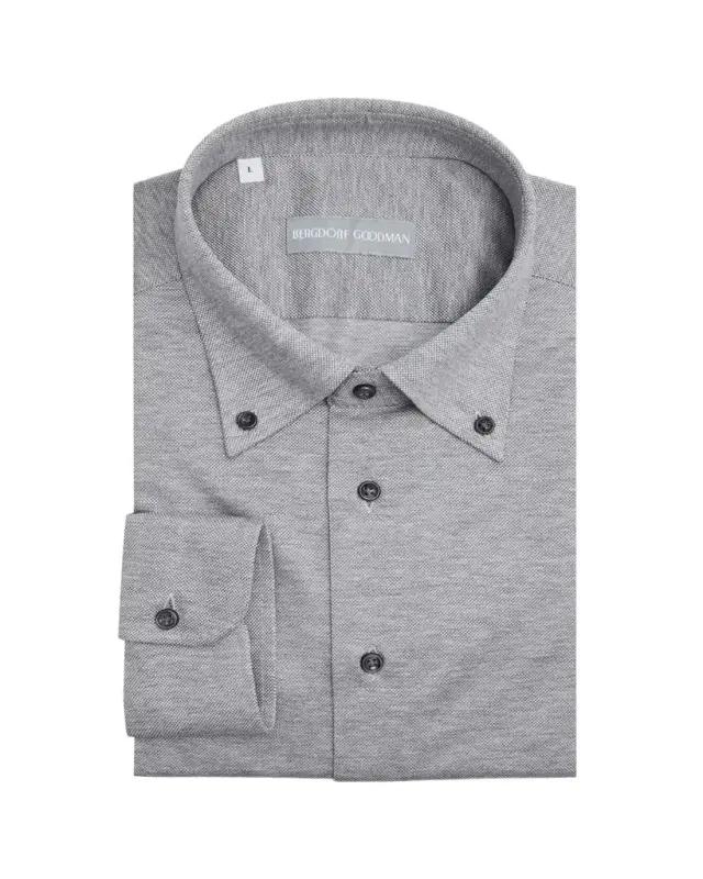 Men's Cotton Pique Button-Collar Sport Shirt