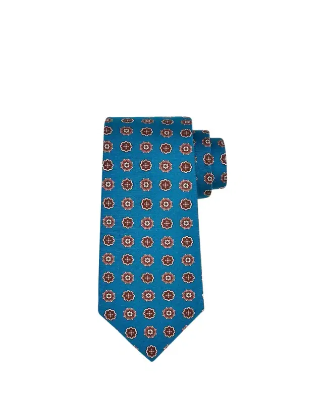 Men's Round Medallion Silk 7-Fold Tie