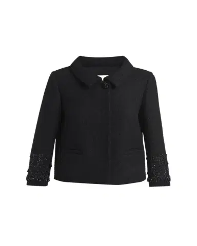 Valentino Garavani Crystal Embroidered Tweed Single-Breasted Top Coat | Thumbnail 1 Valentino Garavani Crystal Embroidered Tweed Single-Breasted Top Coat | Thumbnail 1