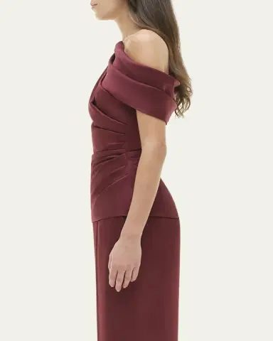 SIMKHAI Phoebe Draped Asymmetric Satin Top | Thumbnail 4