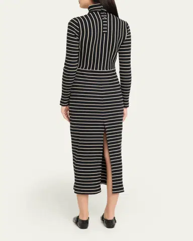 Proenza Schouler White Label Frances Stripe Rib-Knit Turtleneck Dress | Thumbnail 3