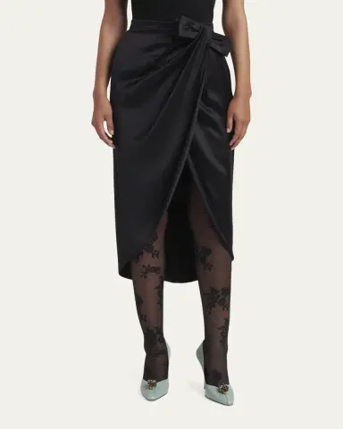 Valentino Garavani Draped Silk Bow Midi Tulip Skirt | Thumbnail 4 Valentino Garavani Draped Silk Bow Midi Tulip Skirt | Thumbnail 4