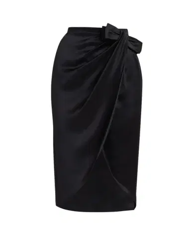 Valentino Garavani Draped Silk Bow Midi Tulip Skirt | Thumbnail 1 Valentino Garavani Draped Silk Bow Midi Tulip Skirt | Thumbnail 1