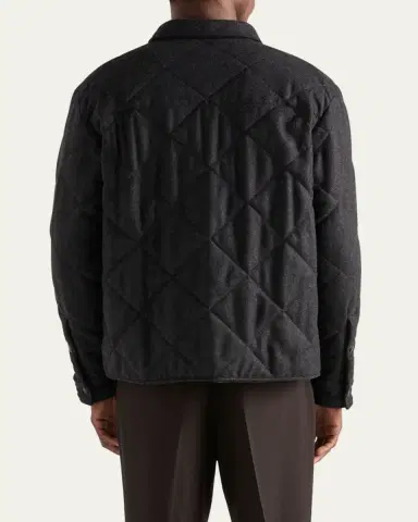 Prada Men's Quilted Cashmere Snap-Front Overshirt | Thumbnail 3 Prada Men's Quilted Cashmere Snap-Front Overshirt | Thumbnail 3