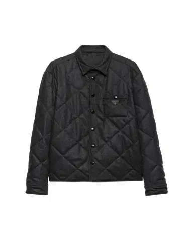 Prada Men's Quilted Cashmere Snap-Front Overshirt | Thumbnail 1 Prada Men's Quilted Cashmere Snap-Front Overshirt | Thumbnail 1