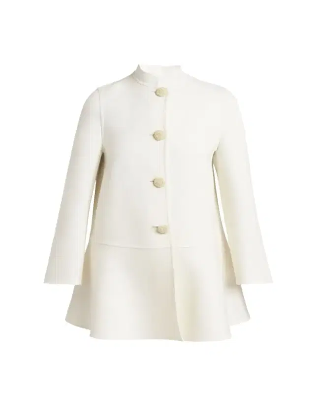 Embellished-Button Cashmere Single-Breasted Coat