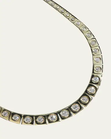 TYPE JEWELRY 14K Yellow Gold LEGGO Riviere Diamond Tennis Necklace, 15"L | Thumbnail 2