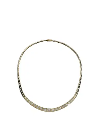 TYPE JEWELRY 14K Yellow Gold LEGGO Riviere Diamond Tennis Necklace, 15"L | Thumbnail 1