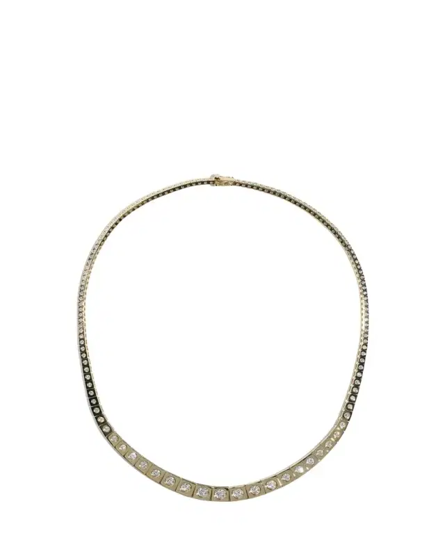 14K Yellow Gold LEGGO Riviere Diamond Tennis Necklace, 15"L
