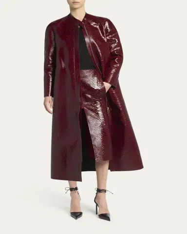 Tom Ford Snake-Effect Leather Midi Skirt | Thumbnail 2