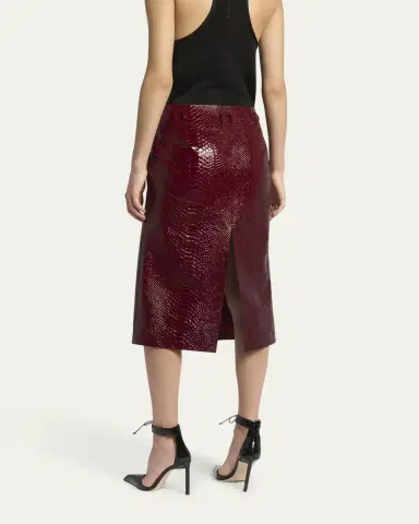 Tom Ford Snake-Effect Leather Midi Skirt | Thumbnail 3