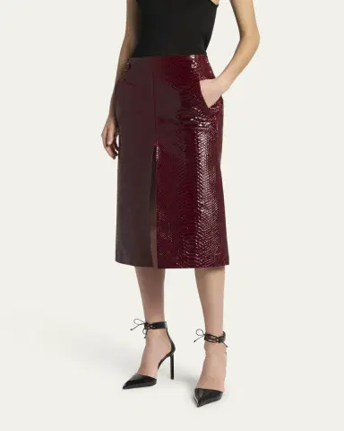 Tom Ford Snake-Effect Leather Midi Skirt | Thumbnail 4