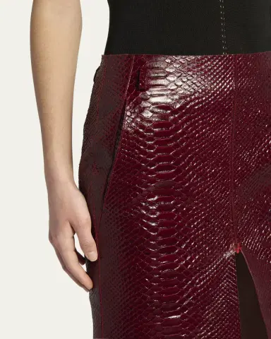 Tom Ford Snake-Effect Leather Midi Skirt | Thumbnail 5