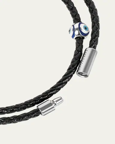 Tateossian Men's Enamel Evil Eye and Sterling Silver Mini Pop Cord Bracelet | Thumbnail 4 Tateossian Men's Enamel Evil Eye and Sterling Silver Mini Pop Cord Bracelet | Thumbnail 4