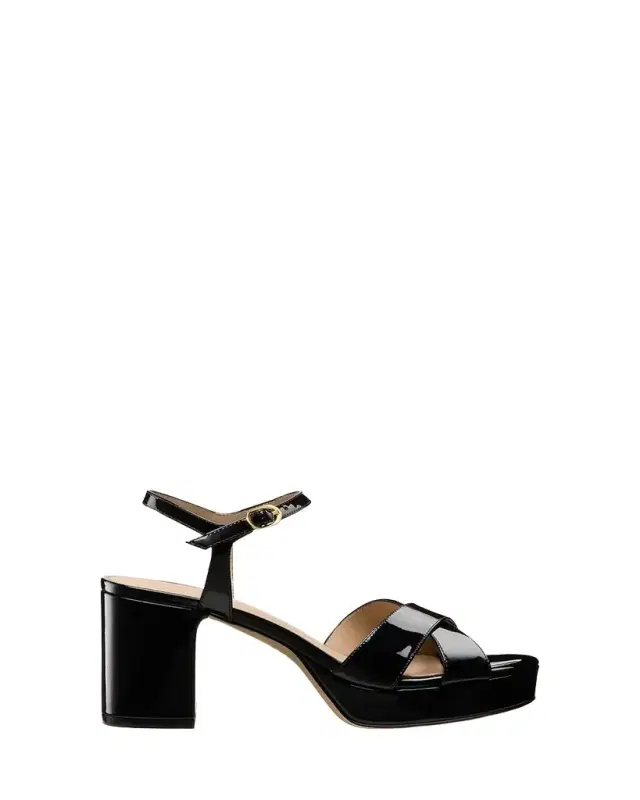 Stuart Weitzman Dayna Patent Crisscross Platform Sandals