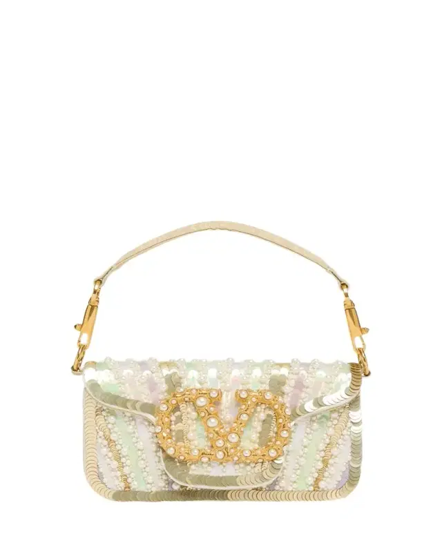 Valentino Garavani Loco Sequin-Embroidered Moire Top-Handle Bag