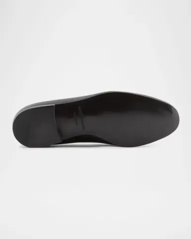 Giorgio Armani Men's Textured Leather Grosgrain-Trim Loafers | Thumbnail 5
