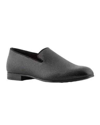 Giorgio Armani Men's Textured Leather Grosgrain-Trim Loafers | Thumbnail 1