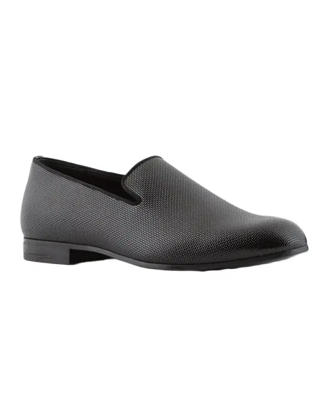 Men's Textured Leather Grosgrain-Trim Loafers