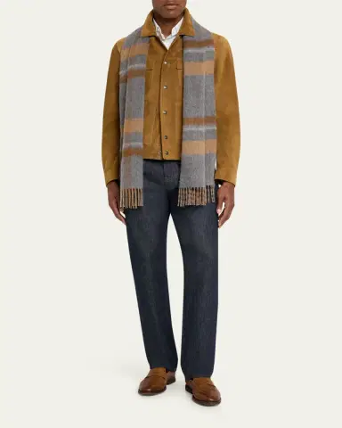 Begg x Co Men's Taransay Check Cashmere Scarf | Thumbnail 6