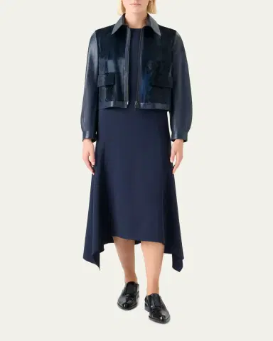 Akris Sady Lamb Shearling Paneled Short Leather Jacket | Thumbnail 3 Akris Sady Lamb Shearling Paneled Short Leather Jacket | Thumbnail 3